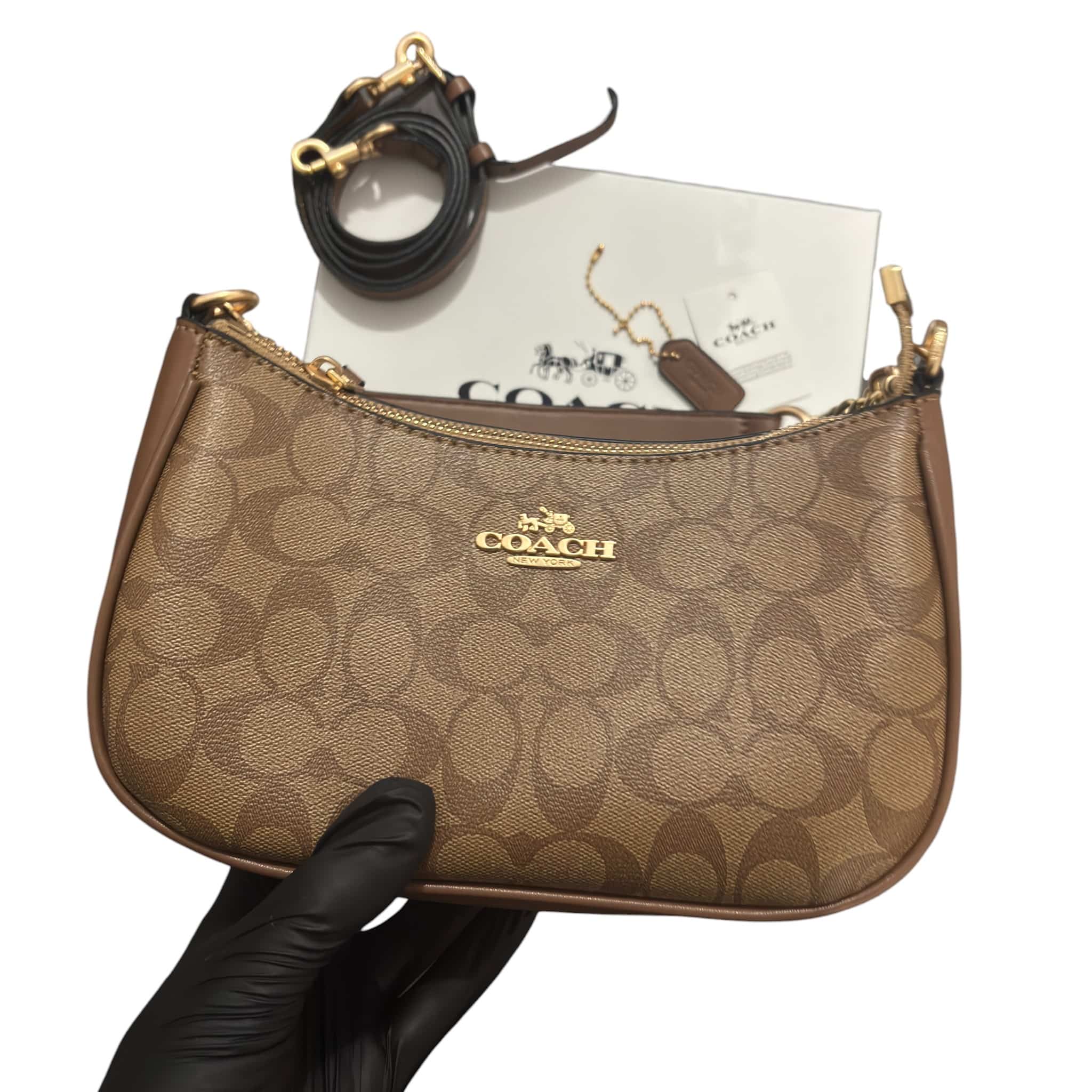 Coach Caramel Shoulder Bag Signature Canvas