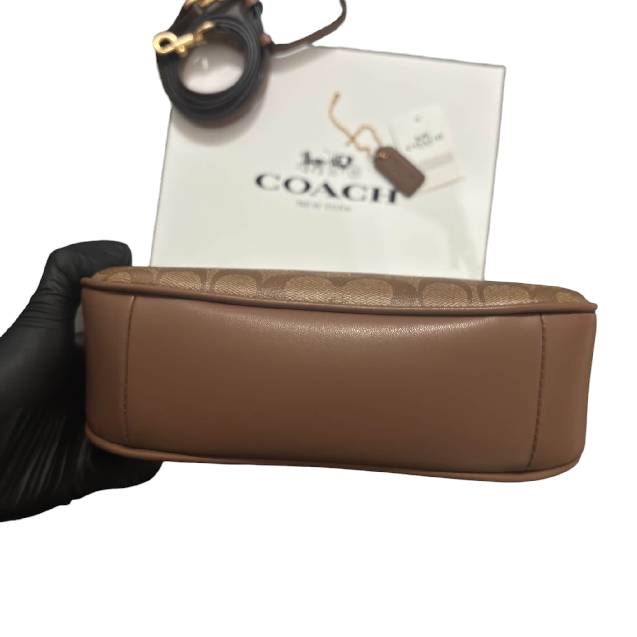 Coach Caramel Shoulder Bag Signature Canvas