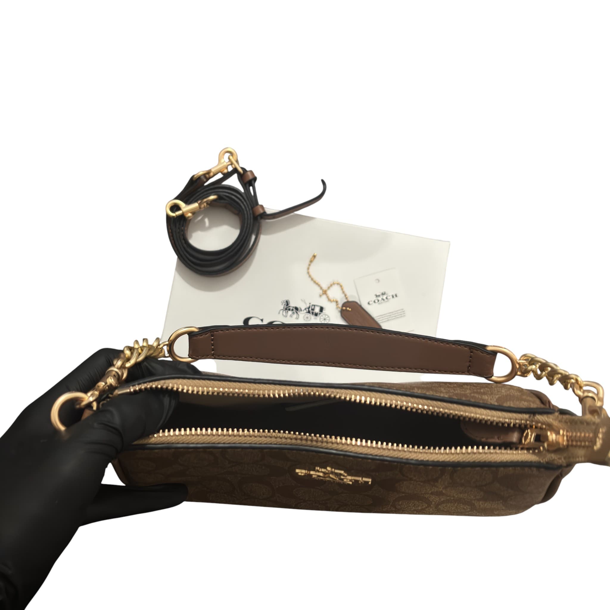 Coach Caramel Shoulder Bag Signature Canvas