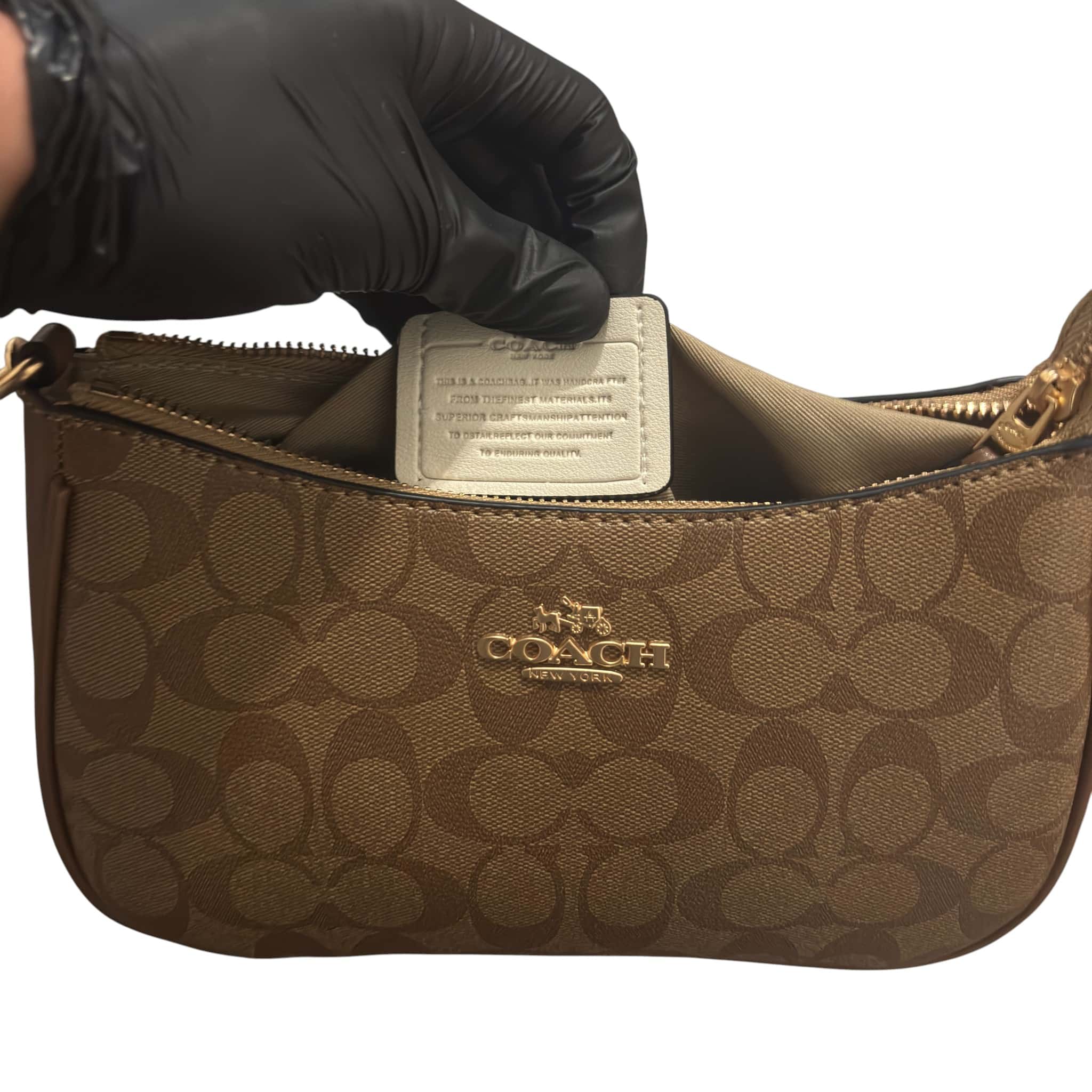 Coach Caramel Shoulder Bag Signature Canvas