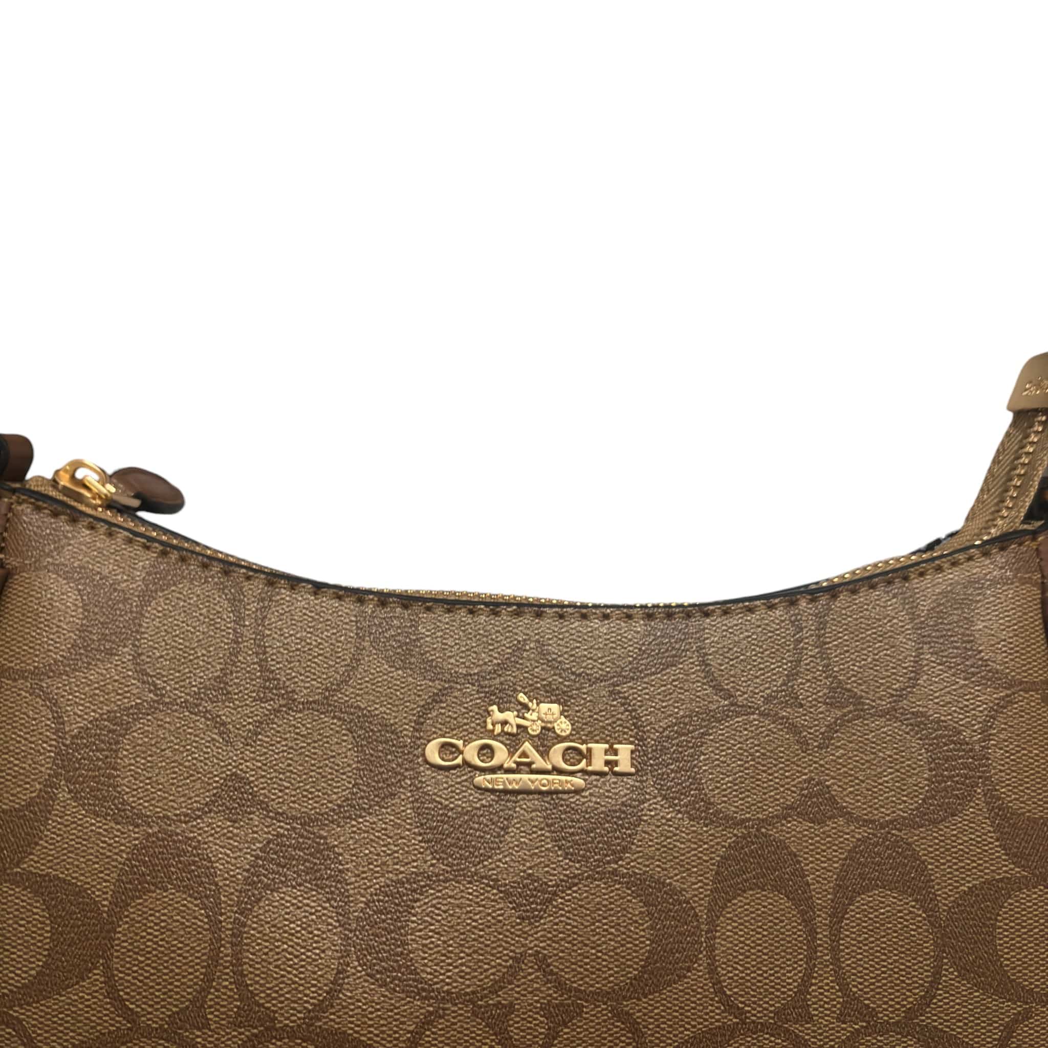 Coach Caramel Shoulder Bag Signature Canvas