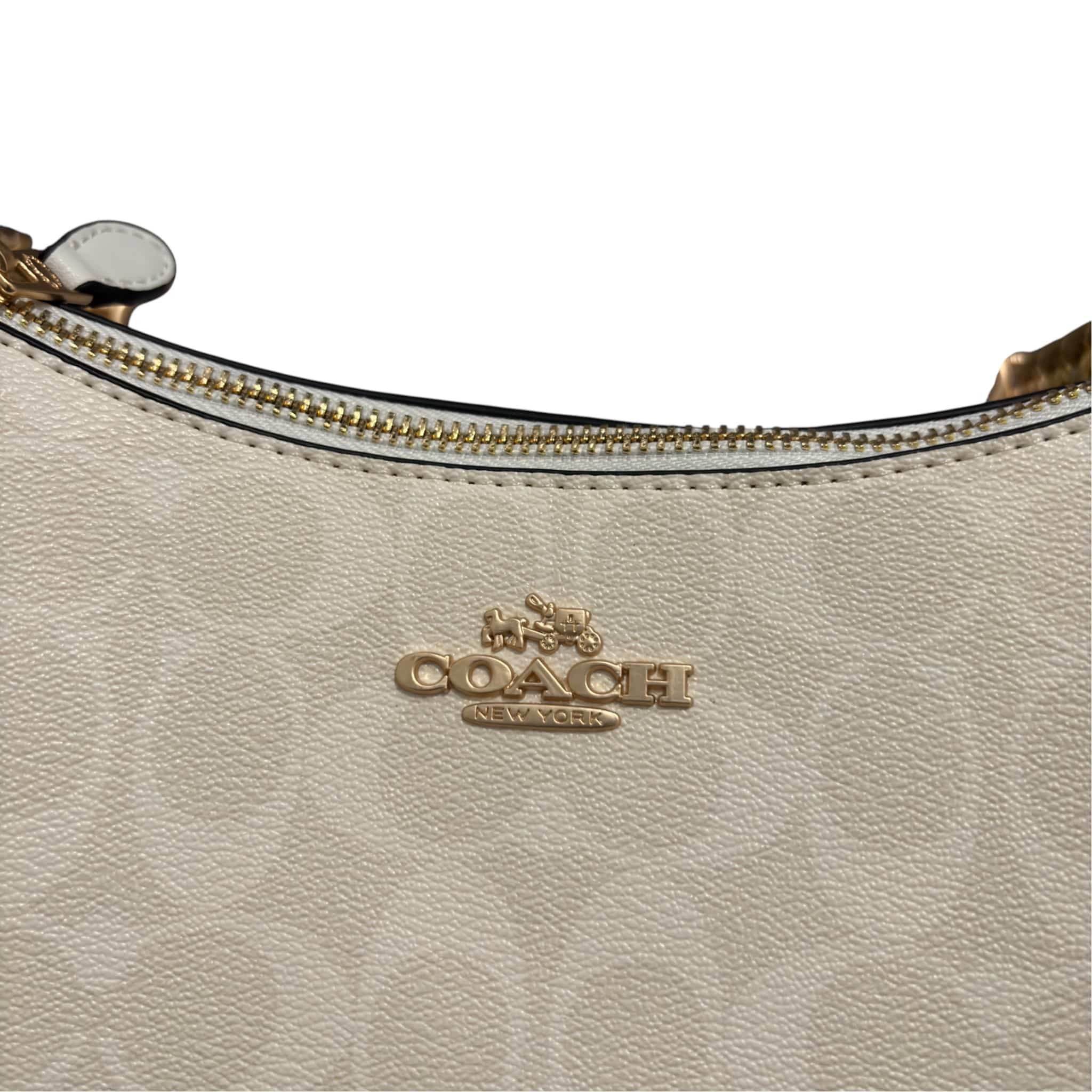 Coach White Shoulder Bag Signature Canvas