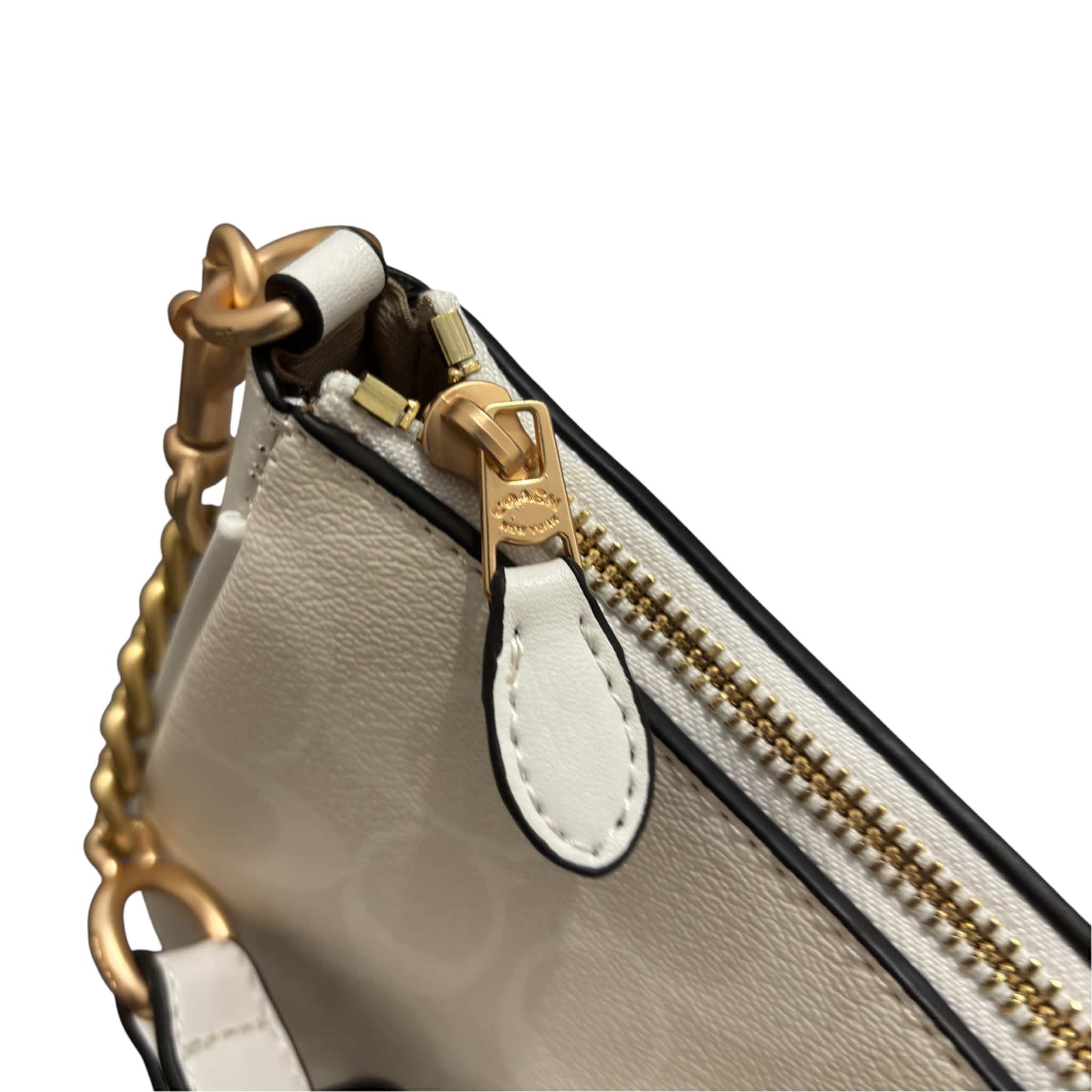 Coach White Shoulder Bag Signature Canvas