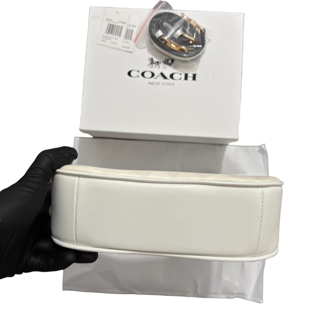Coach White Shoulder Bag Signature Canvas