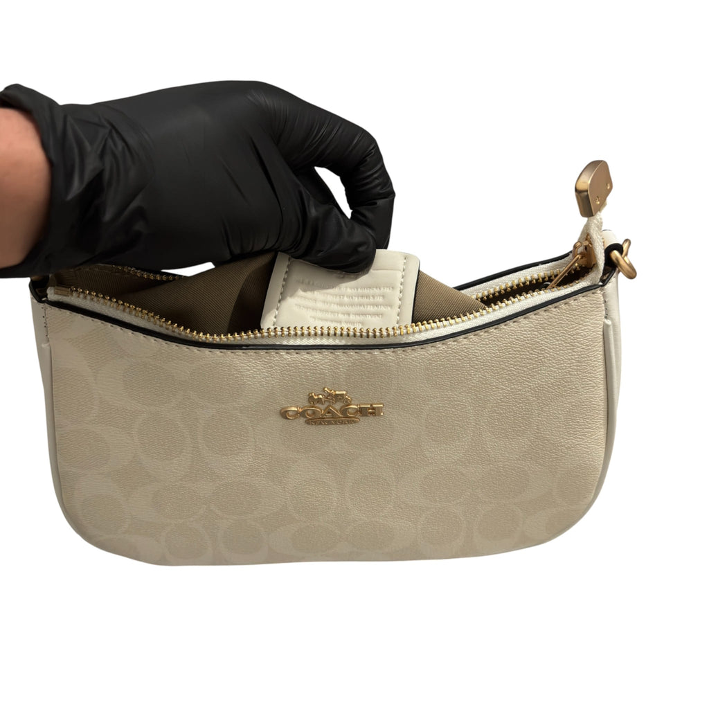 Coach White Shoulder Bag Signature Canvas