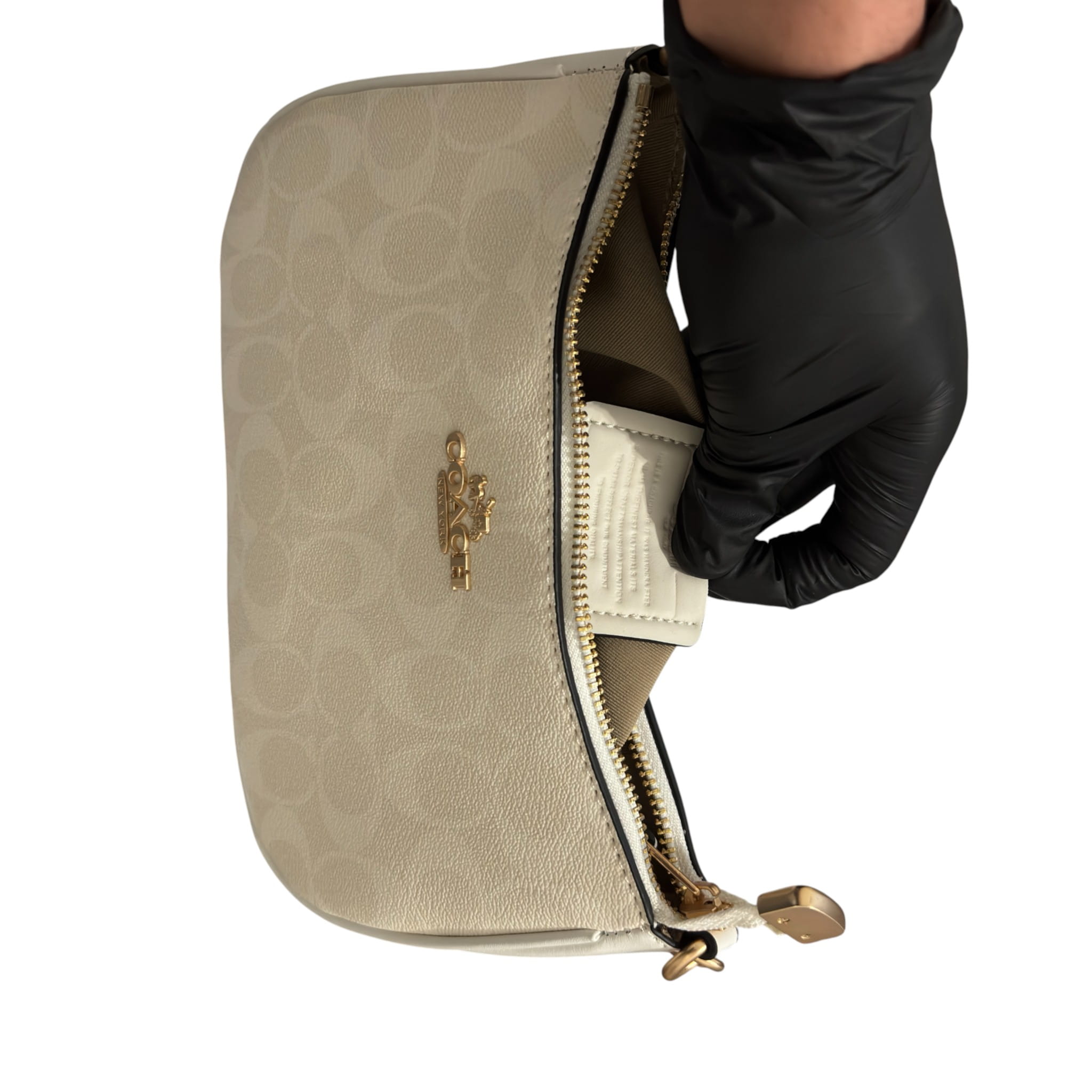 Coach White Shoulder Bag Signature Canvas