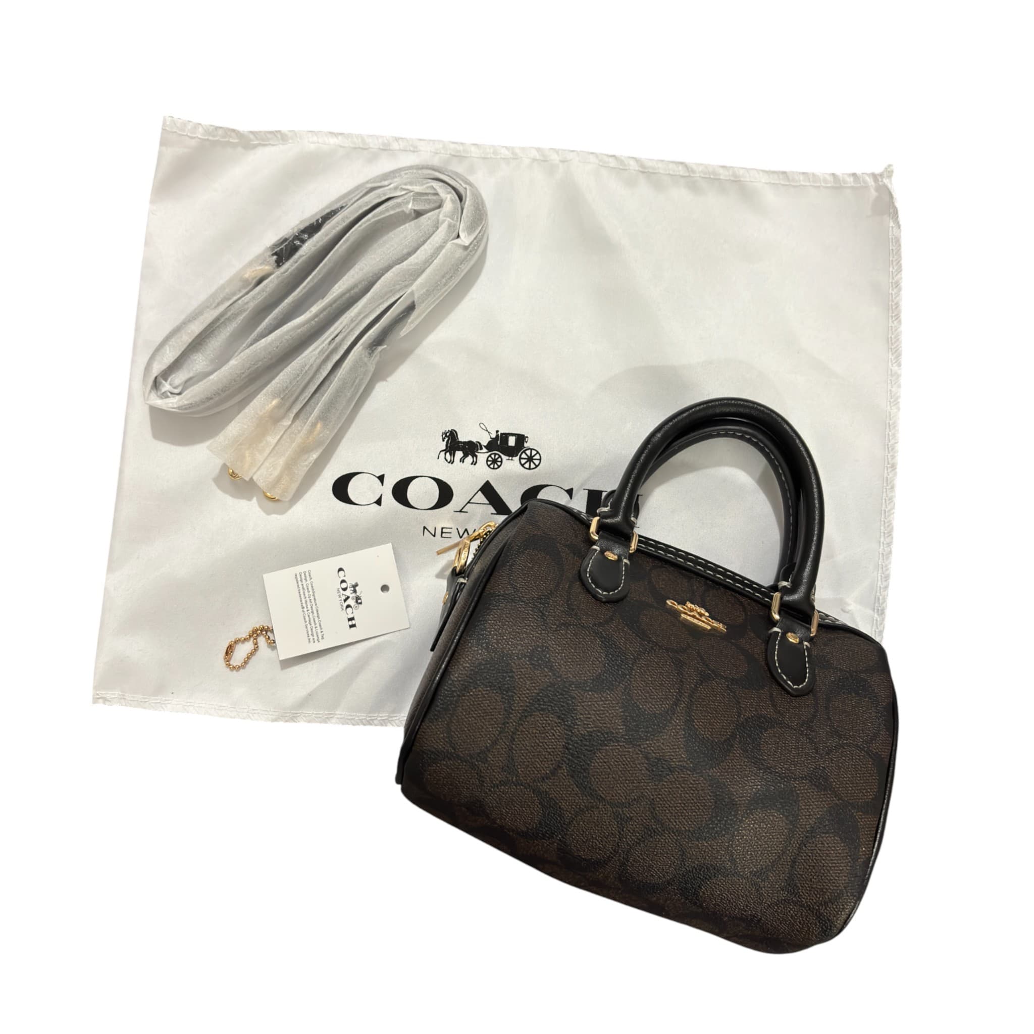 Coach Mini Rowan Leather Crossbody In Signature Chambray