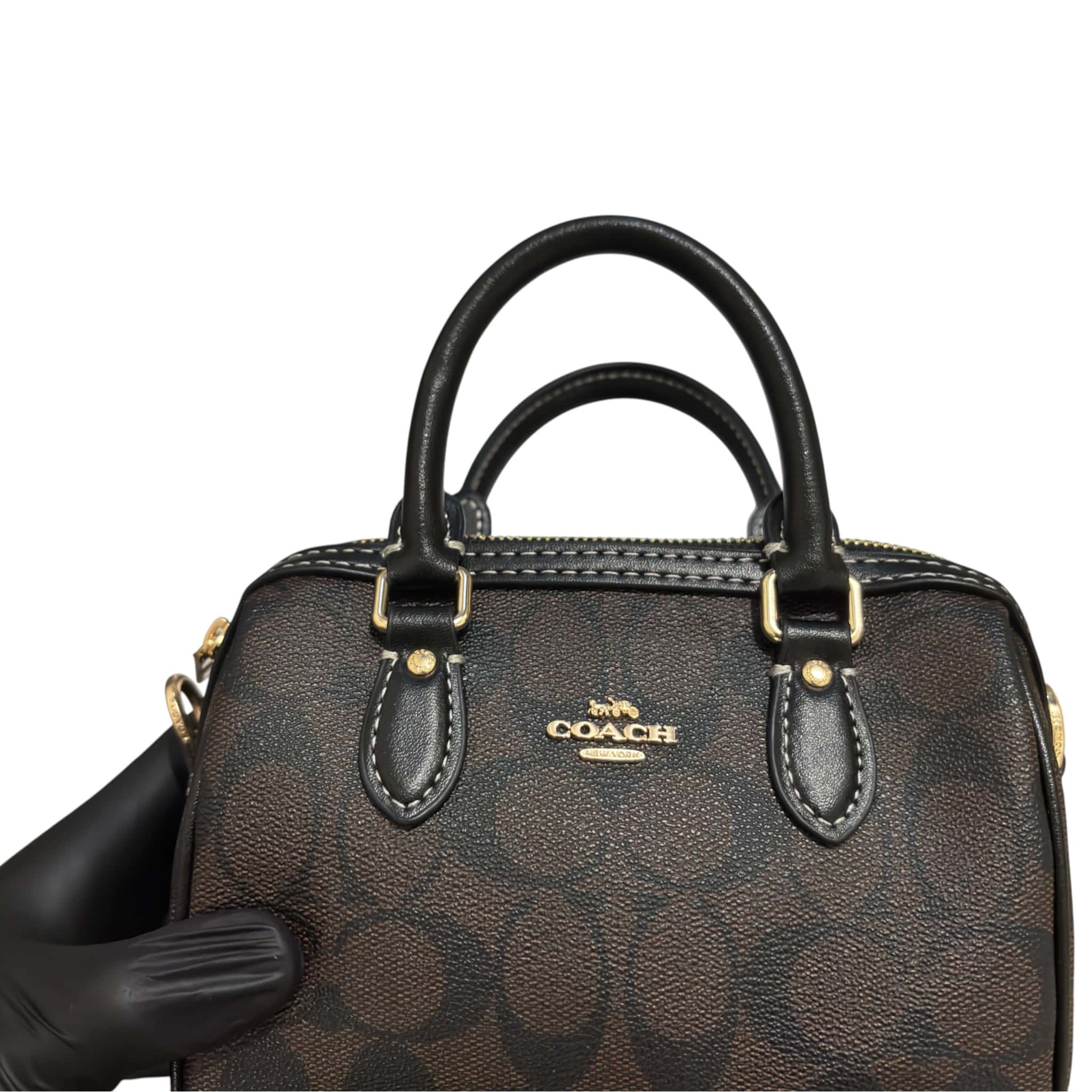 Coach Mini Rowan Leather Crossbody In Signature Chambray