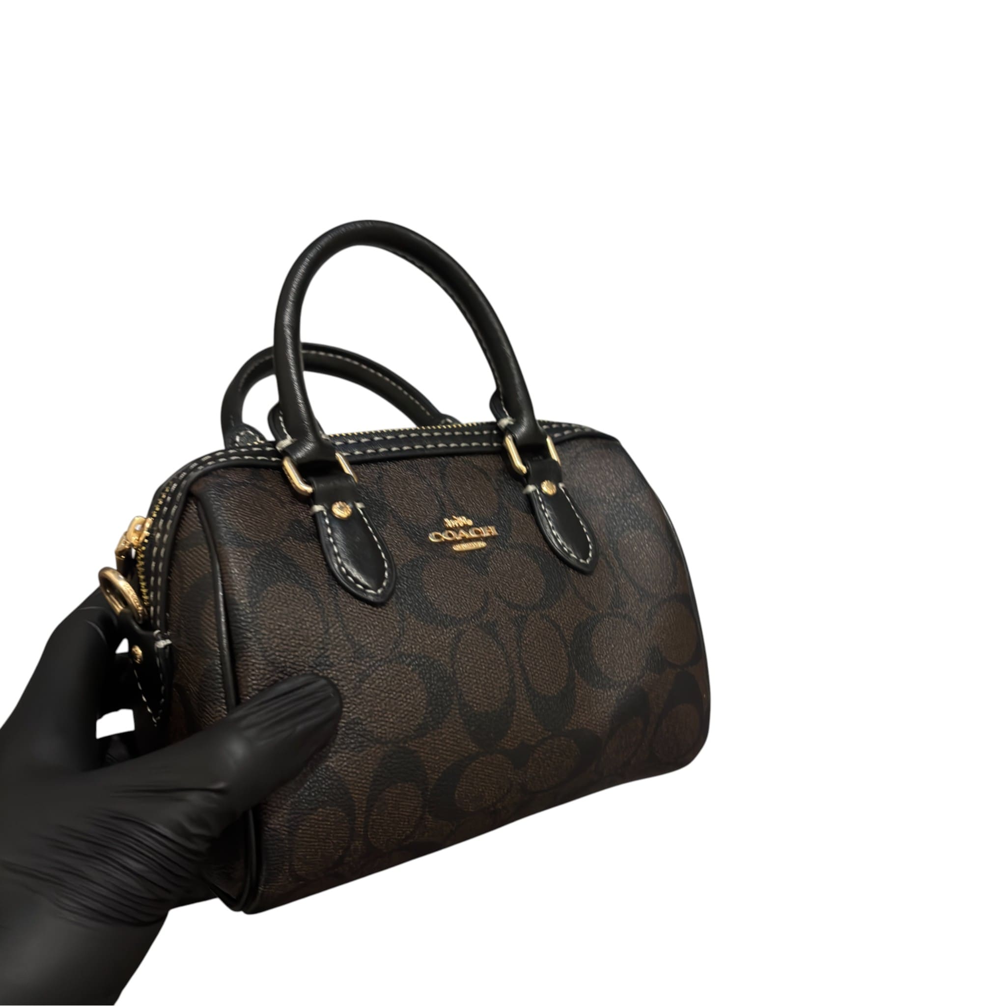 Coach Mini Rowan Leather Crossbody In Signature Chambray