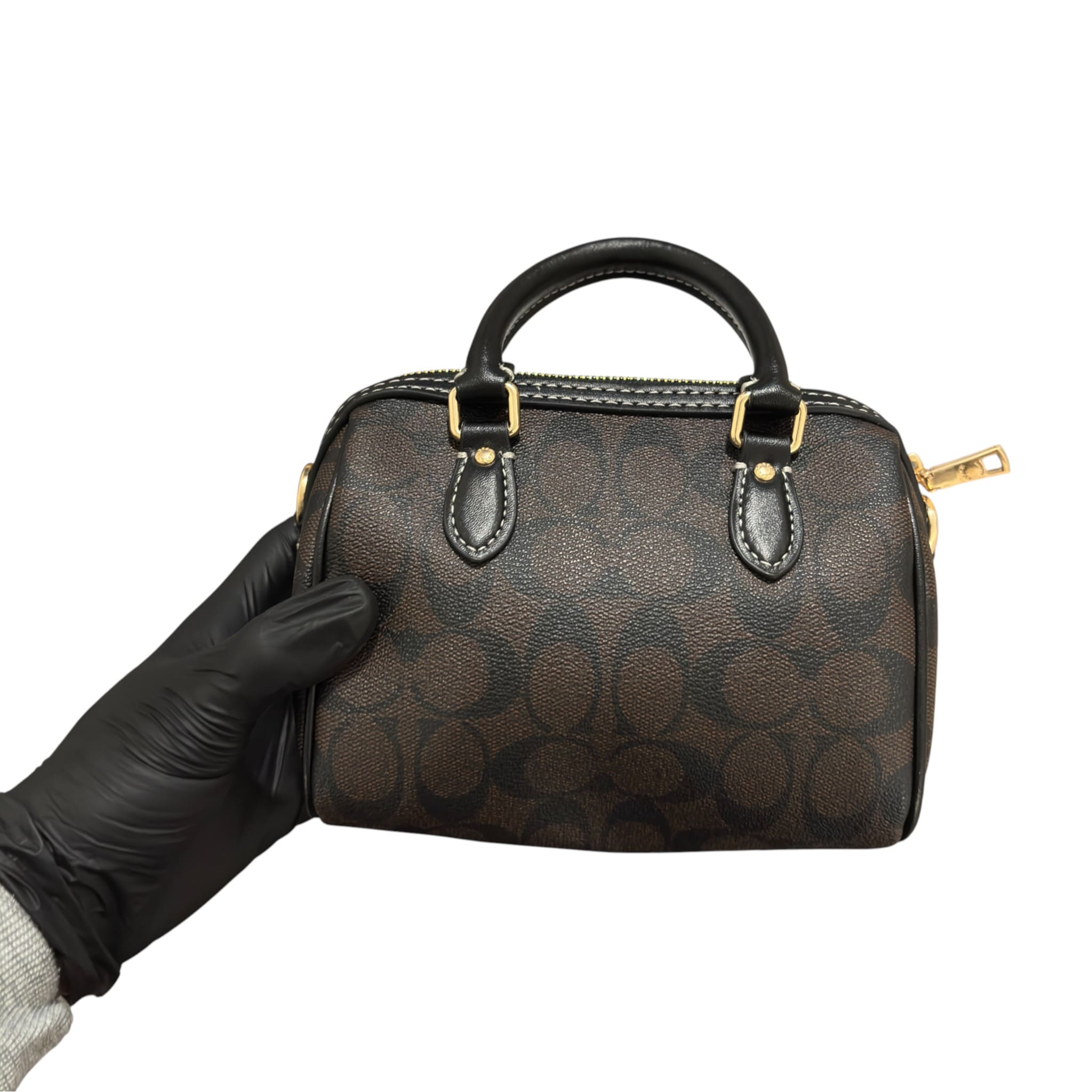 Coach Mini Rowan Leather Crossbody In Signature Chambray