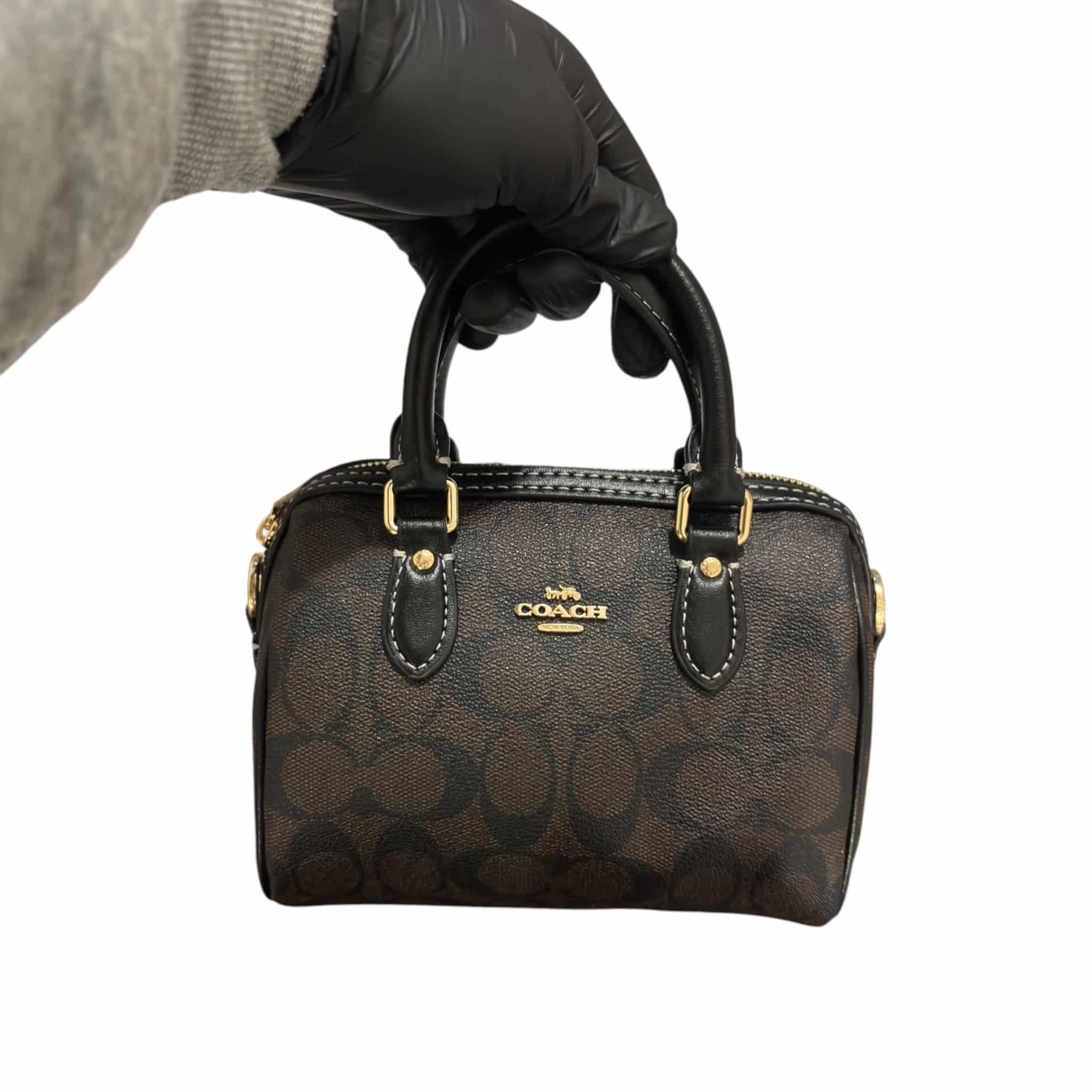 Coach Mini Rowan Leather Crossbody In Signature Chambray