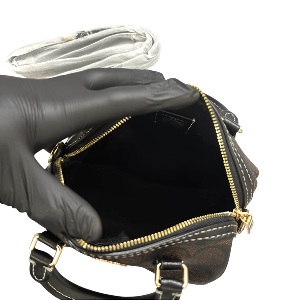 Coach Mini Rowan Leather Crossbody In Signature Chambray