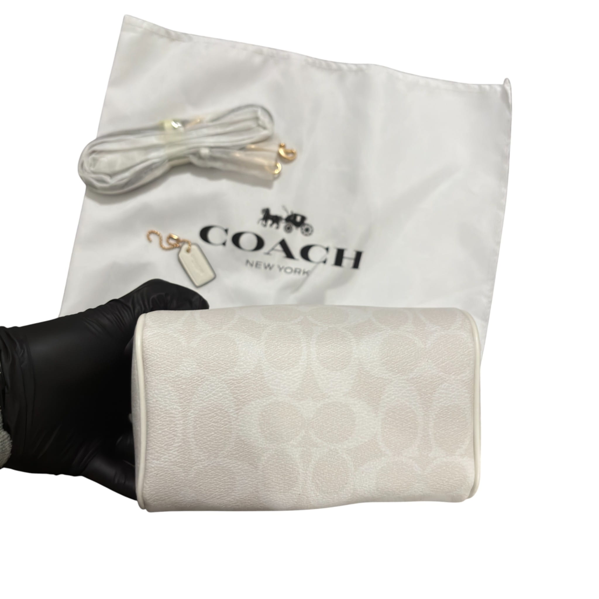 Coach Mini Rowan White Crossbody In Signature Chambray