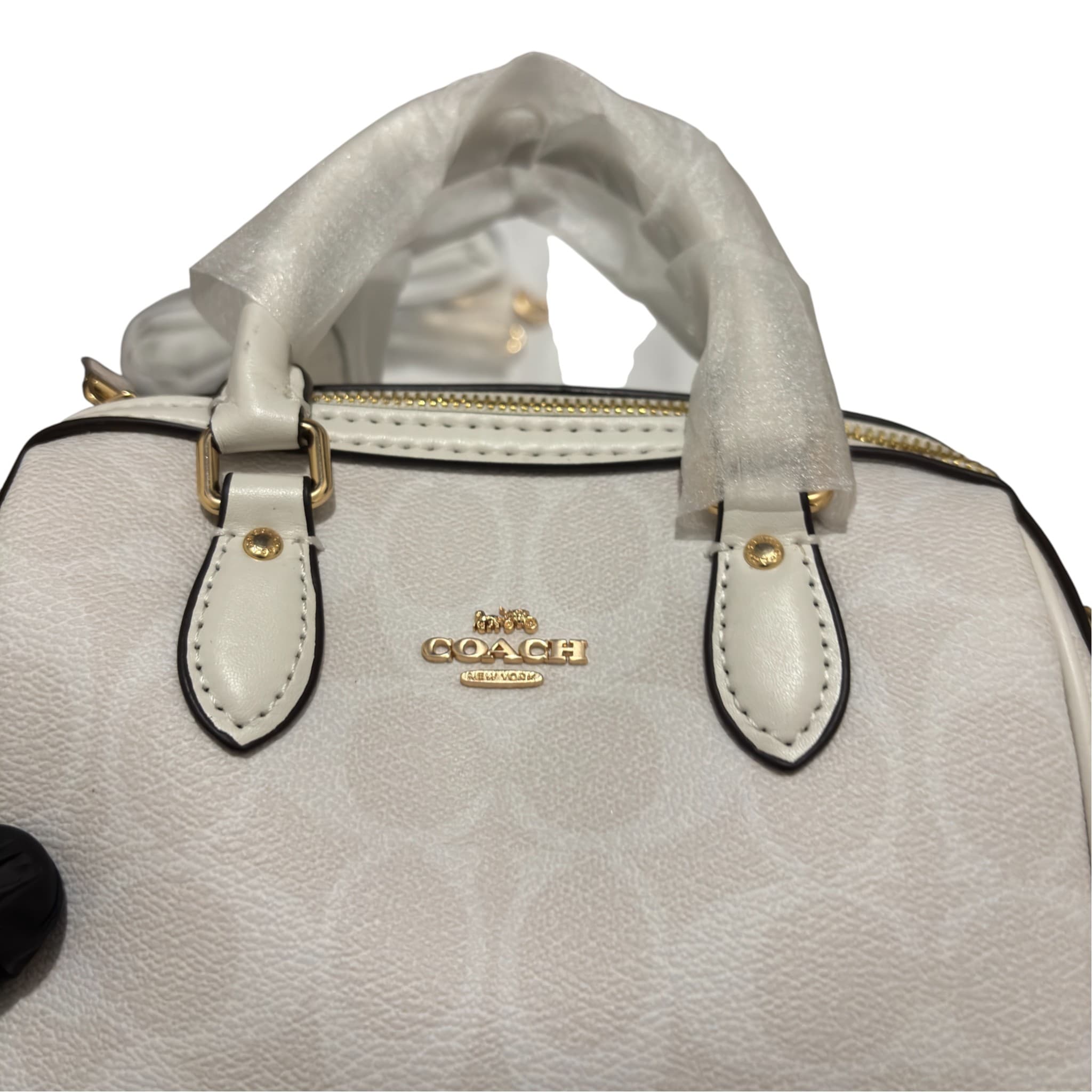 Coach Mini Rowan White Crossbody In Signature Chambray