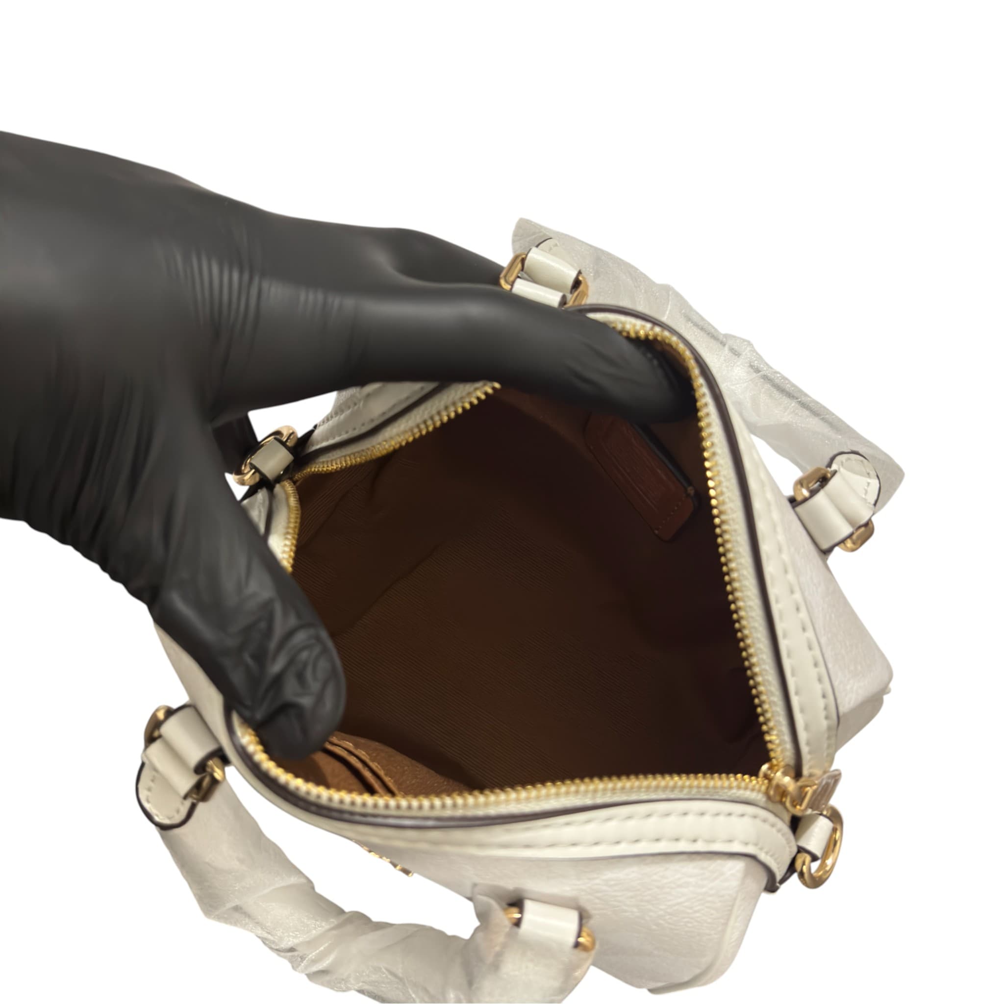 Coach Mini Rowan White Crossbody In Signature Chambray