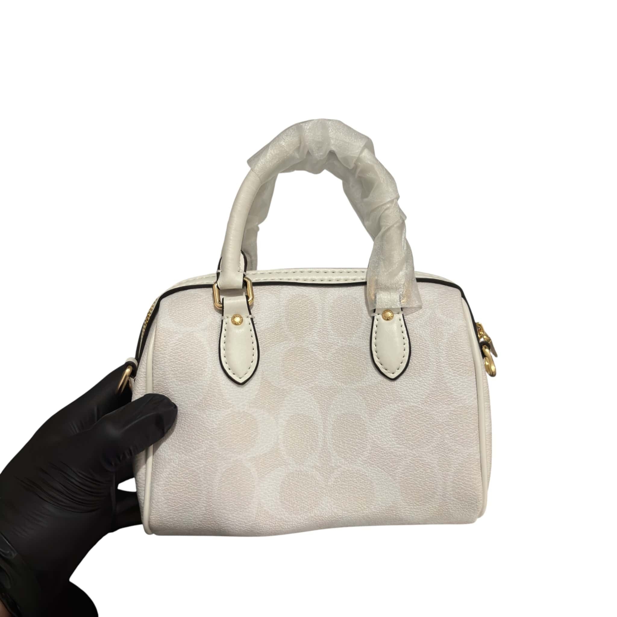 Coach Mini Rowan White Crossbody In Signature Chambray