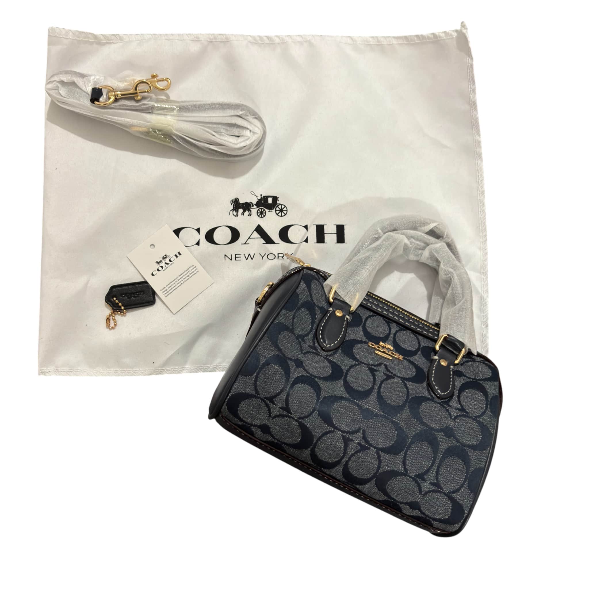 Coach Mini Denim Rowan Crossbody In Signature Chambray