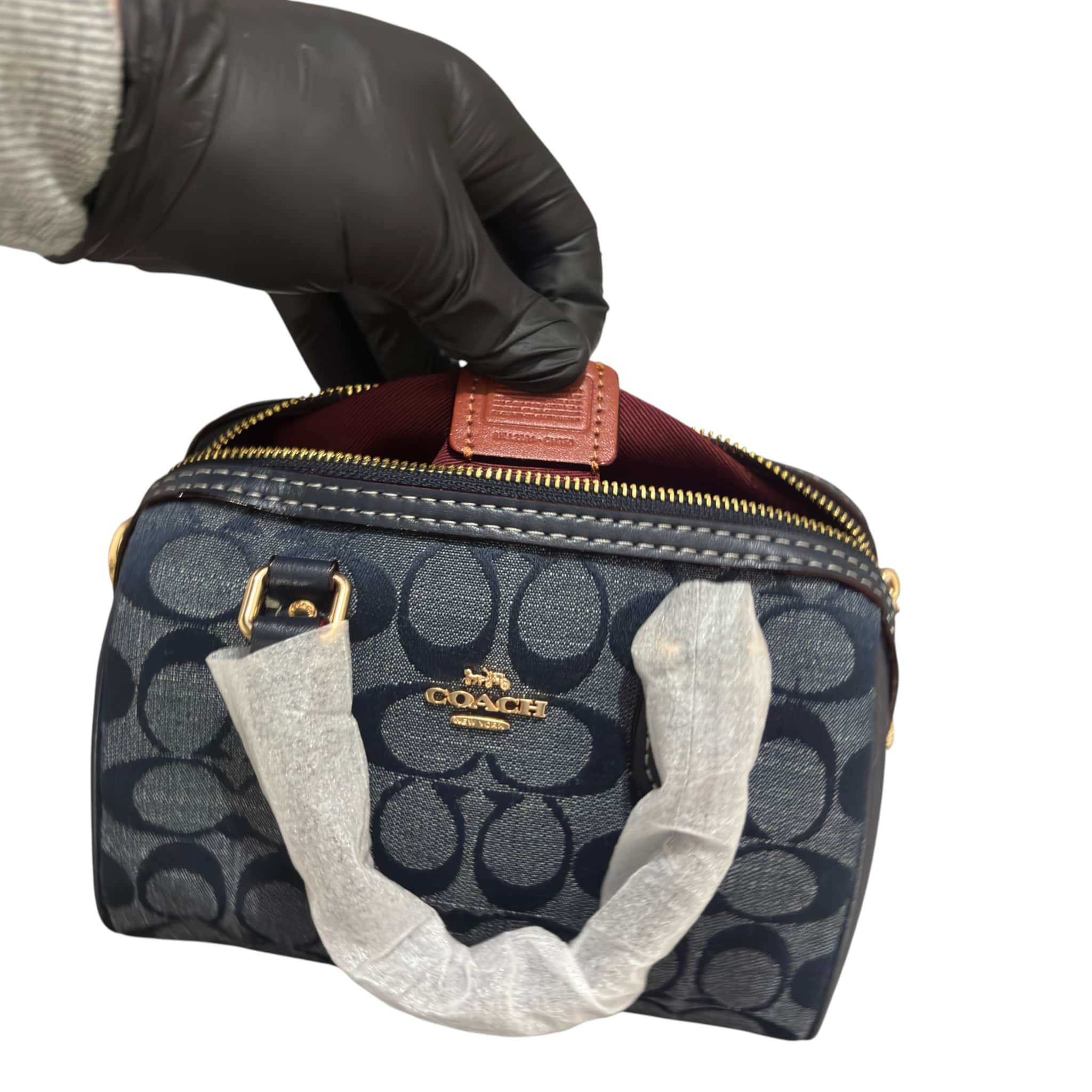 Coach Mini Denim Rowan Crossbody In Signature Chambray